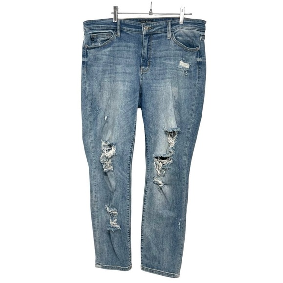 Judy Blue Boyfriend Fit Mid Rise Distressed Medium Wash Stretch Jeans Womens 30 - Picture 12 of 16